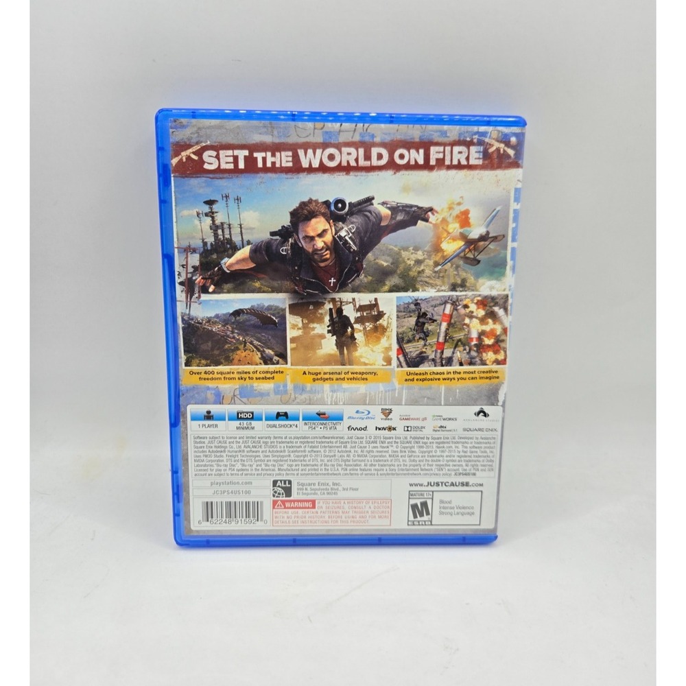 Just Cause 3: PS4 (Playstation 4, 2015) Square Enix Game Disc + Case - Picture 2 of 9